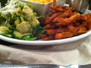 Sweet potato fries and brussels sprouts at Friedman's Lunch
