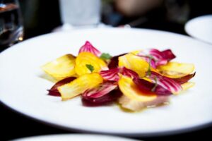 Hamachi with Beets at Nomad Restaurant