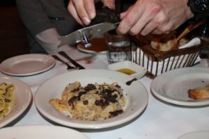 Gluten Free Carbonara with black truffle at Maialino
