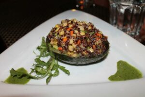 Grilled Avocado with Quinoa at Banc Cafe
