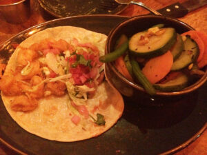 Shrimp Tacos and veggies at Rocco's Tacos