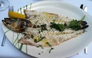 Whole roasted fish from Milos