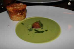 Broccoli soup and gluten free bread from The Musket Room