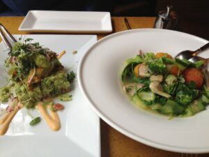 live stuffed zucchini blossoms and zucchini special at Candle 79
