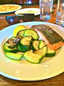 Grilled salmon and zucchini at Bar Pitti
