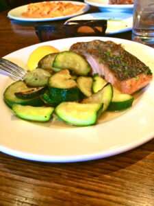 Grilled salmon and zucchini at Bar Pitti