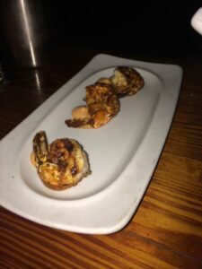 Shrimp on Chickpea Cakes at Nomad
