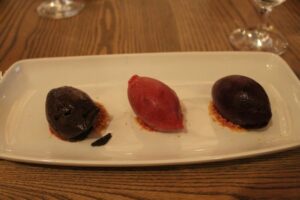 Chocolate, Plum, Blueberry Sorbet at The Gander