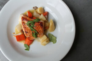 Salmon on root vegetables at Friend of a Farmer