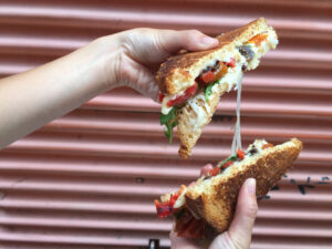 The Big Skinny gluten free melt with mozzarella and tomatoes at the Melt Shop