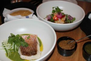 Snapper and Half lobster pibil at Cosme NYC