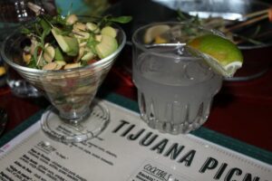 Vegetarian ceviche and margarita at Tijuana Picnic