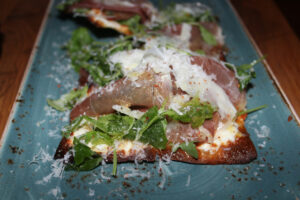 Gluten free flatbread with prosciutto from The Little Beet Table