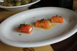 Salmon stuffed with cheese from Angelini Osteria
