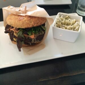 Veggie burger at Powerplant Super Food Cafe