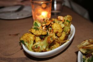 Cauliflower with vadouvan and cashews at Cleo