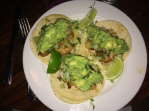 Shrimp Tacos and guacamole at El Coyote mexican Cafe