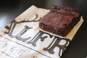 Gluten free and vegan chocolate fudge brownie from Alfred Coffee & Kitchen