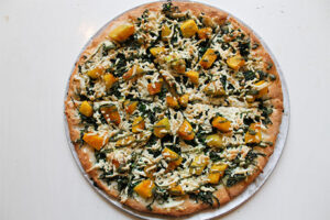 Gluten free and Vegan the Zucca Pizza - squash and kale at Pizza Beach