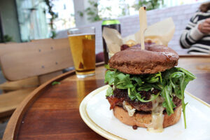 The 'Piki' Fig Burger on gluten free bread at Pono Burger