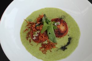 Seared Scallops in Green Curry Broth at Superba Snack Bar