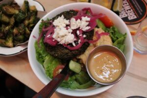 Falafel Burger on salad at Black Tap