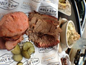 gluten free meat and sides at Holy Cow BBQ