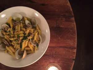 Gluten free pasta with white clams at Lavo