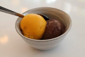 Mango and chocolate sorbet at Morgenstern's Finest Ice Creams