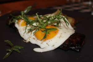 Steak & Eggs no romesco at Upland