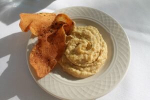 Potato Chips and hummus at Ram's Head Inn
