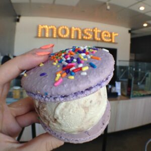 Gluten free macaron with mocha ice cream from Snow Monster