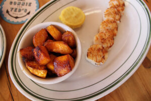 Grilled Calamari and butternut squash BOTH no breadcrumbs at Connie and Ted's