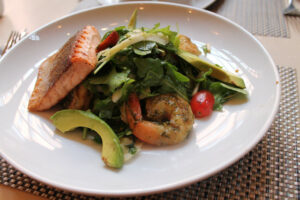 Shrimp and salmon no crostini at Fig & Olive