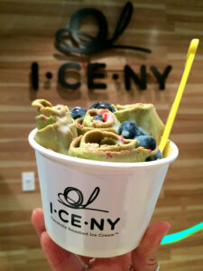 Green tea ice cream at I-CE NYC