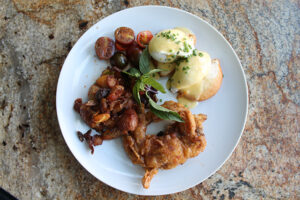 Soft shelled crab Benedict at The District by Hannah An