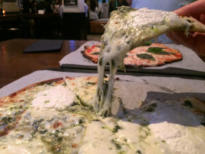 Gluten Free Pesto with three cheese Pizza at The Liberty