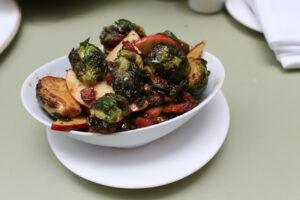 Brussels Sprouts with Bacon and Apples at Crosby Bar & Terrace