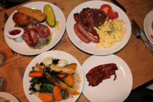 Full English Breakfast, NOBREAD, burger NOBREAD, market plate, bacon at The Fat Radish