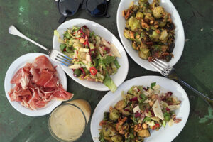 Brussels Sprouts, Salad, Prosciutto from Gjusta