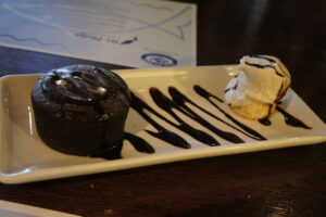 Gluten free chocolate pudding cake at Legal Sea Foods