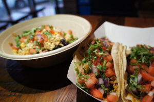 Rice Bowl and Tacos from Rito Loco