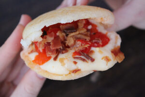 roasted red pepper and mozzarella arepa at Bolivar Cafe