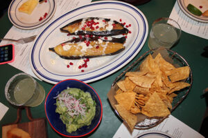 Roasted Plantain with sweet cream, chips and guacamole at Rosie's NYC