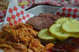 Sliced Brisket and Pulled Chicken at Brother Jimmy's
