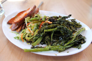 Sweet potato, brussels sprouts, broccolini at Rose Cafe & Restaurant
