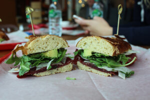Italian Bresaola on gluten-free baguette with no cheese