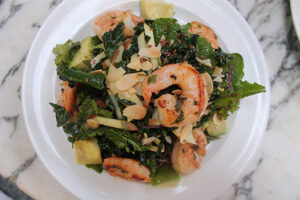 Kale Salad with grilled shrimp at Cecconi's