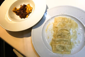 Duck and Mushrooms Parpadelle and Pear Ravioli from Felidia
