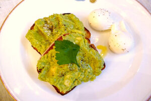Avocado Toast with Poached Eggs from Ham Yard in Soho, London